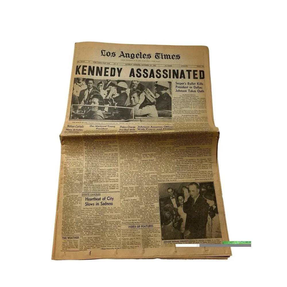 KENNEDY ASSASSINATED 11/23/1963 Original L.A.Times Newspaper Cover